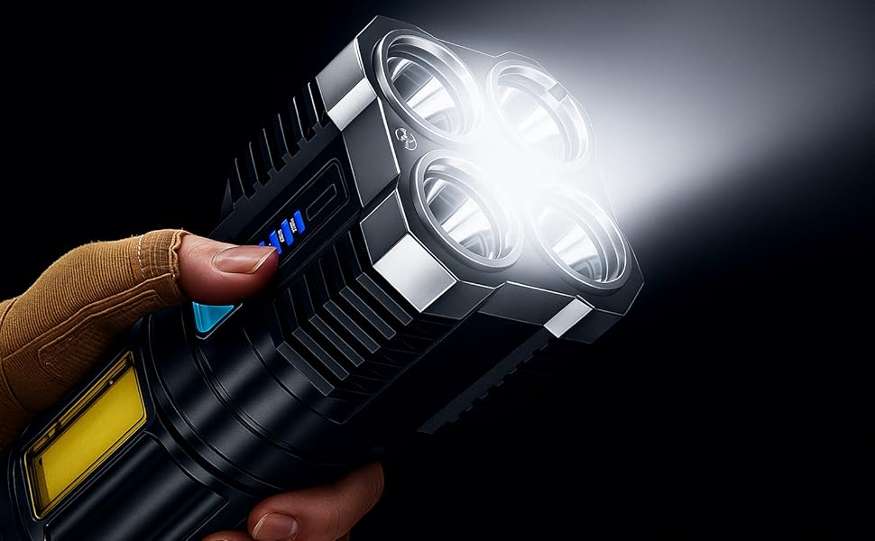 4 led torch powerfull torch night light heavy torch light