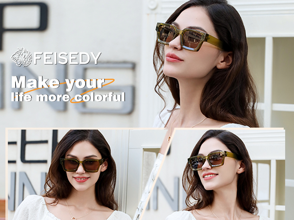 y⭐︎ Amazon.com: FEISEDY Retro 90s Square Sunglasses for Women