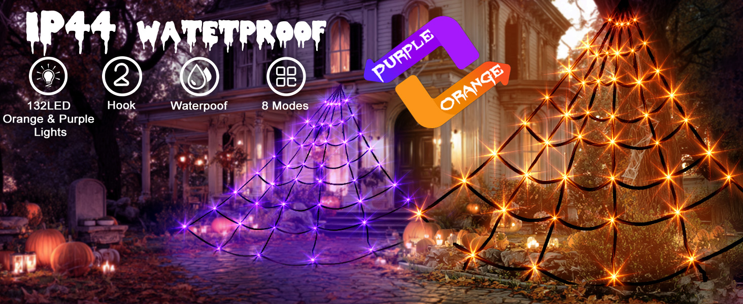 purple spider web lights