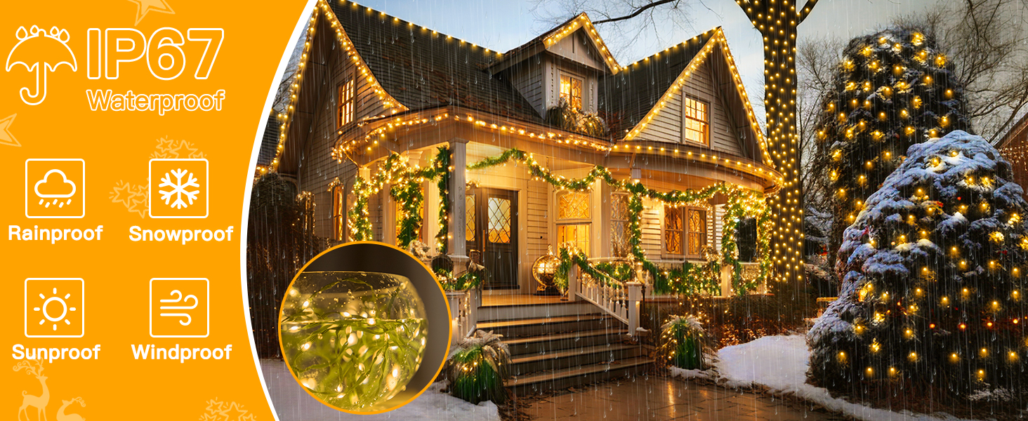 IP67 High Waterproof Grade Christmas Lights for House Outdoor Decor
