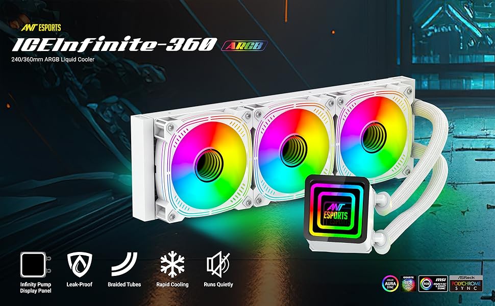ant esports infinity 360 argb cooler liquid cooler aio