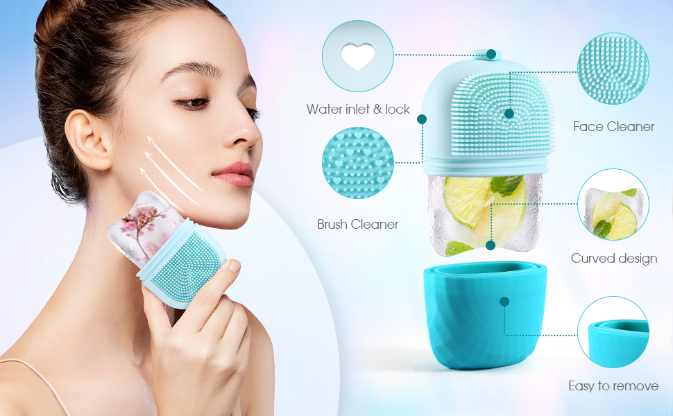 CURISSA Ice Roller for Face, 3 in 1 Ice Roller for Face Massager, Face Ice Roller with Face