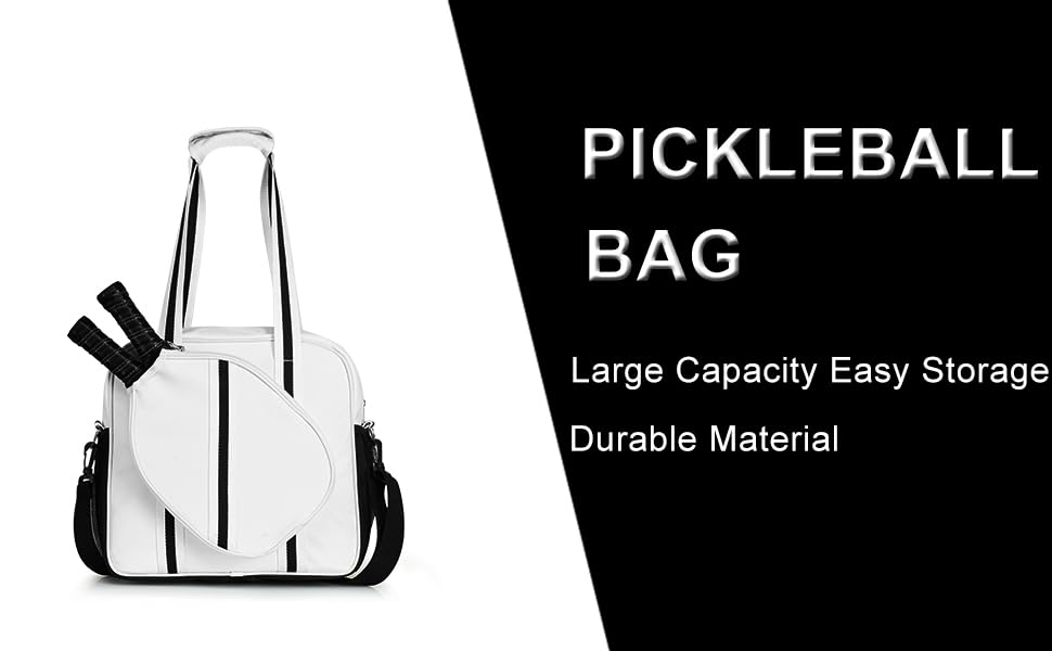 SPOENGRU PU Leather Pickleball Tote Bag, Pickleball Bag for