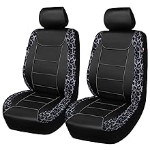 FB10528 flying banner leopard dark gray car seat covers front pair