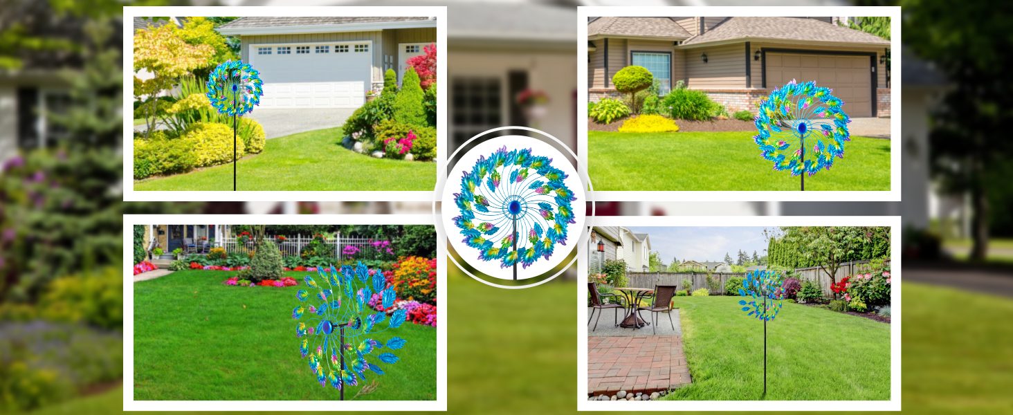 Vewogift Wind Spinners Outdoor,68Inch Tall Peacock Metal Wind Spinner