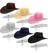 6 Pcs Western Cowboy Hats, Faux Felt Cowboy Hat with Adjustable Drawstring, Men's Cowboy Hat for ...