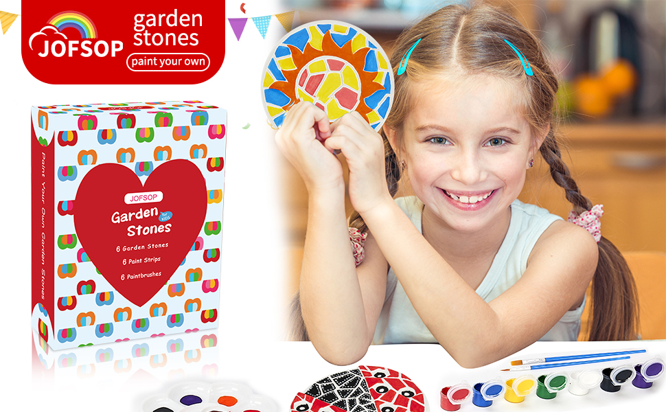 6 Paint Your Own Stepping Stones For Kids Craft Kit Arts