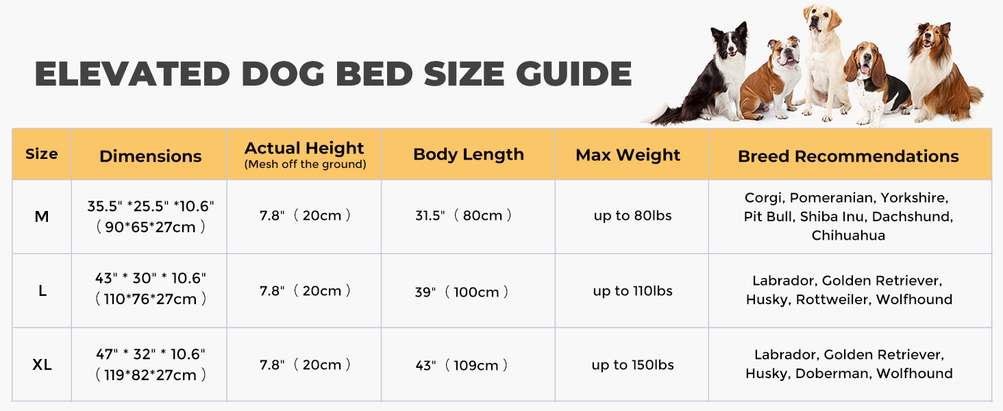 veehoo Cooling Elevated Dog Bed, Outdoor Raised Dog Cots Bed for Large