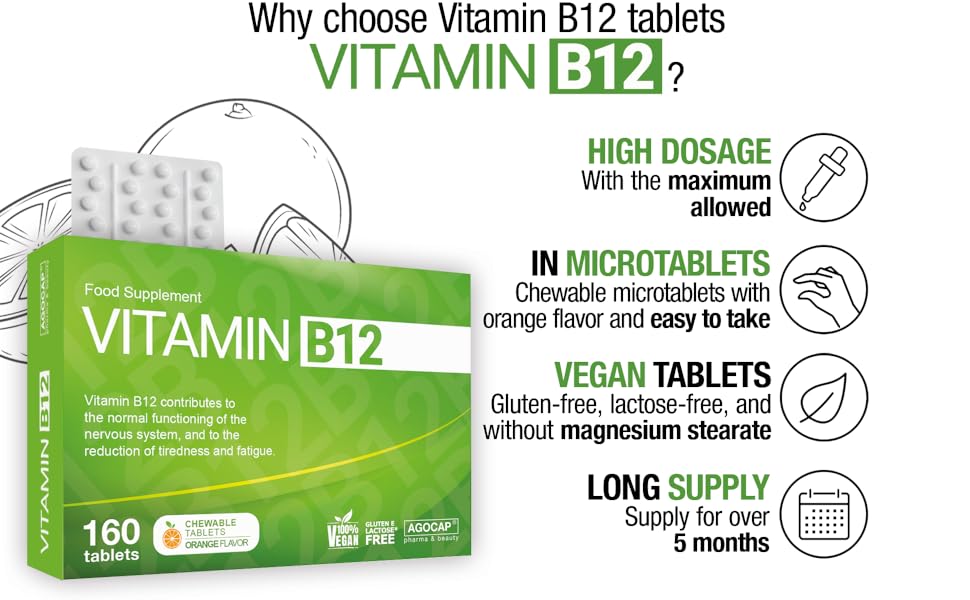 Vitamin B12 Tablets High Strenght 1000mcg. B12 Vitamin, Tiredness and