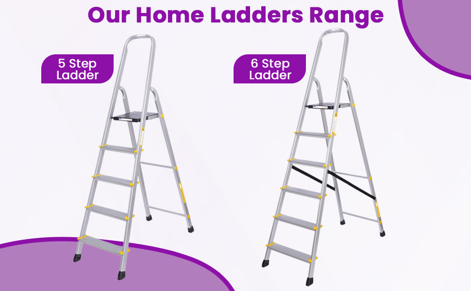 Asian Paints TruCare Home Ladder, Foldable with 5 Steps Durable