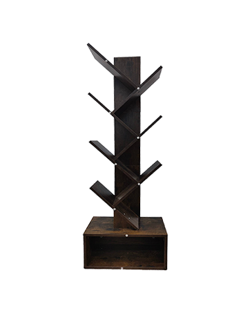 6 Tier Tree Bookshelf with Storage Cabinet, Small Bookcase Modern Tall Standing Narrow Bookshelves