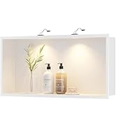 Neodrain Shower Niche with Non-dimmable LED Downlight, 24X12Inch White Stainless Niche No Tile Ne...