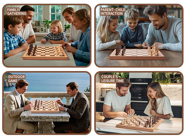Magnetic Wooden Chess Set, Travel Chess Board Game with Chessmen for Kids and Adults, 2 Extra Queens