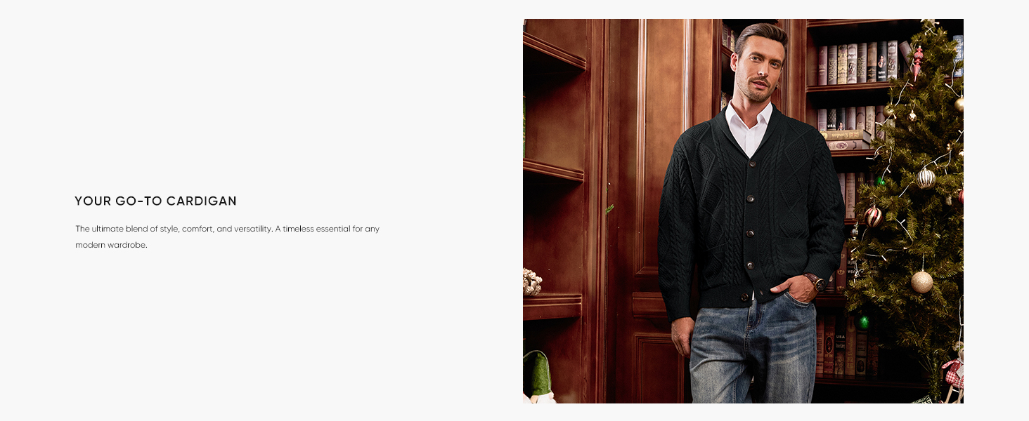 Wool Blend Shawl Collar Cardigan Sweater Christmas