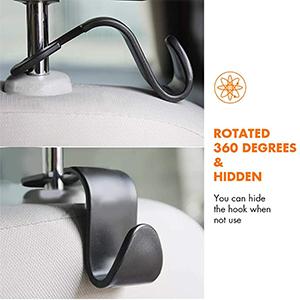 4 Pis Car Backrest Hanger 2 360°Horizontal Rotation
