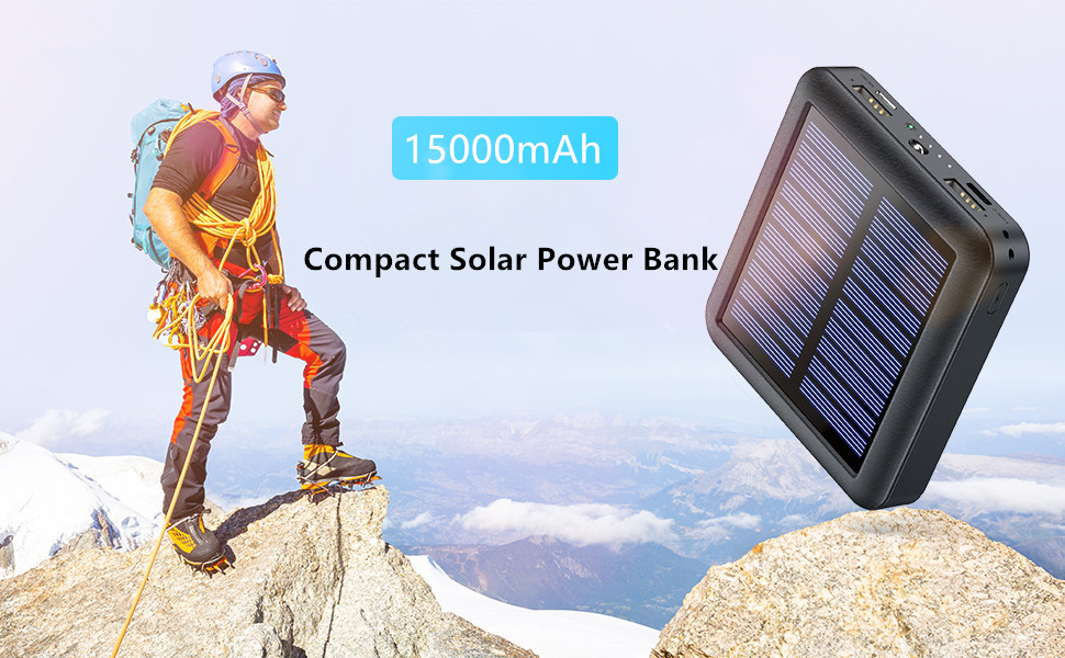 Small Solar Portable Charger 15000mAh Lasuki Compact Solar