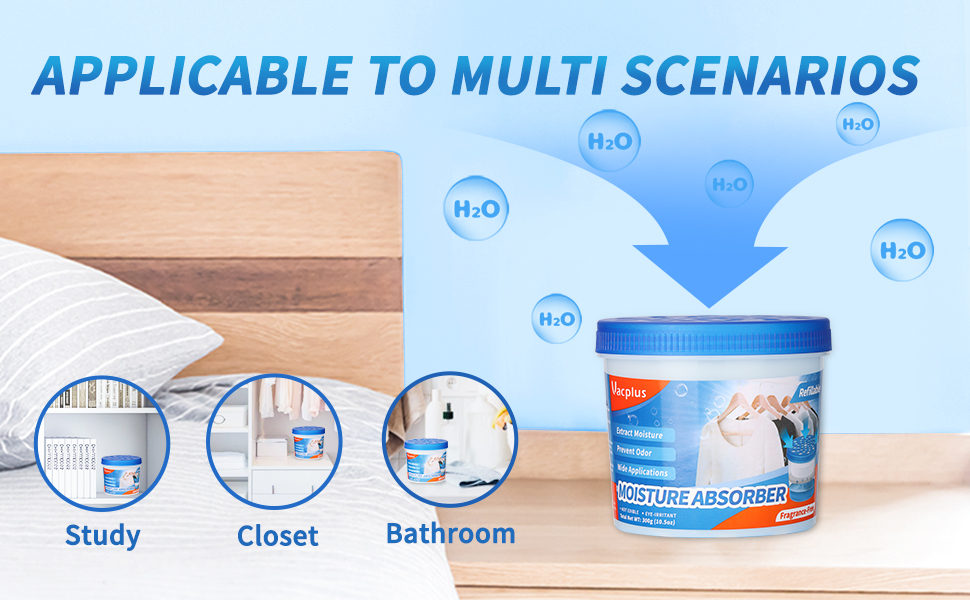 Vacplus Moisture Absorbers, FragranceFree Dehumidifiers for Closet, Refillable