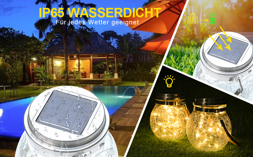 ZKLiLi Solarlampen für Außen, LED Solar Laterne Hängend, Wetterfest