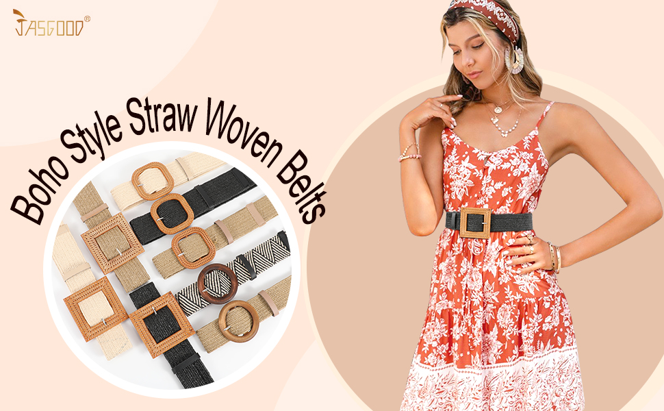 wide straw woven belts for women
