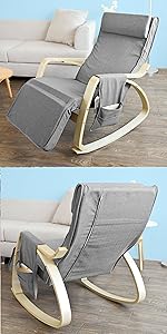 SoBuy Armchair Rocking Nursing Chair Recliner Adjustable Footrest & Removable Cushion Monther's Choice,FST16-DG 17 FST18-DG