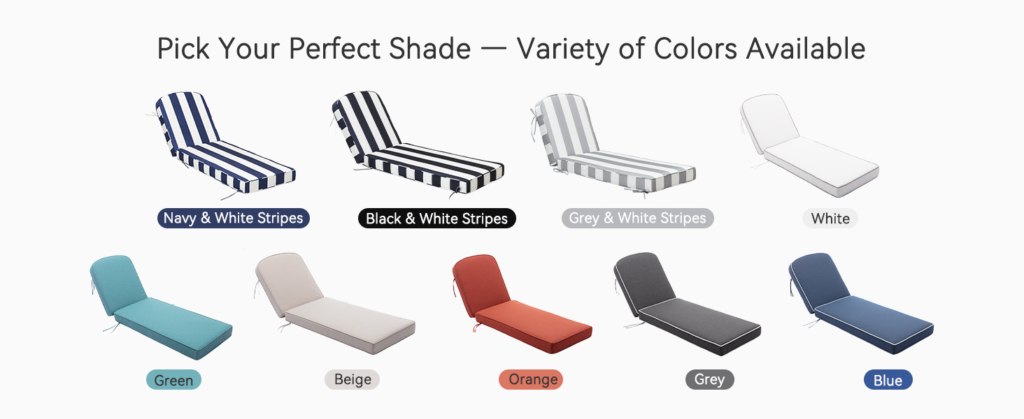 2-Pack Extra Thick 5-Inch Outdoor Chaise Lounge Cushions