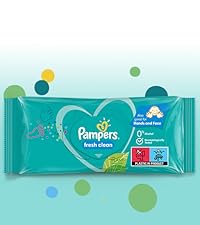 Draufsicht auf Pampers Fresh Clean Feuchttücher.