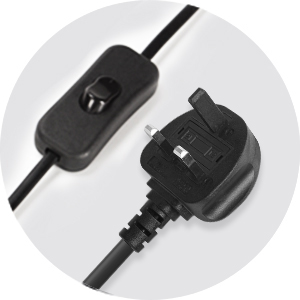 Collection of black power cords and adapters shown against white background, displaying various connector types and cable designs.