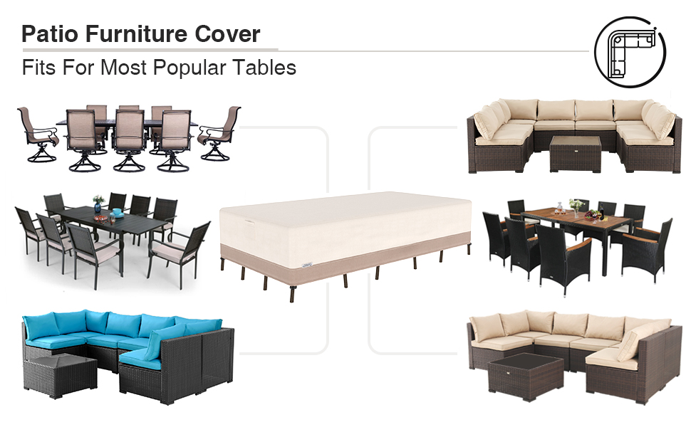NATURAL EXPRESSIONS Patio Furniture Covers 124" x 63" x 28