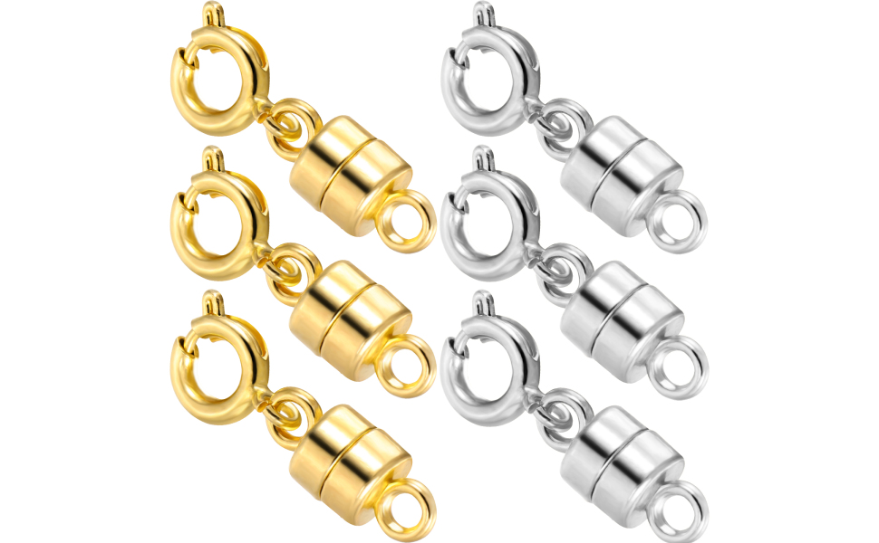 EXCEART 6 Pcs Gold and Silver Necklace Clasps Jewelry Clasps Connector Locking 925