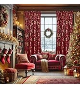 NICETOWN Red Velvet Curtains, Christmas Decorative Indoor Holiday Curtains for lLiving Room 84 in...