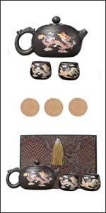 Amazon | 龍と鳳凰の色が変わる紫土のティーポットとカップの