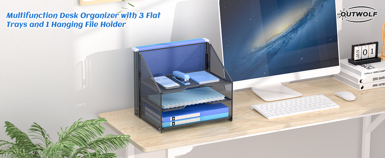 OUTWOLF Desk File Organizer, Mesh Letter File Folder Holder