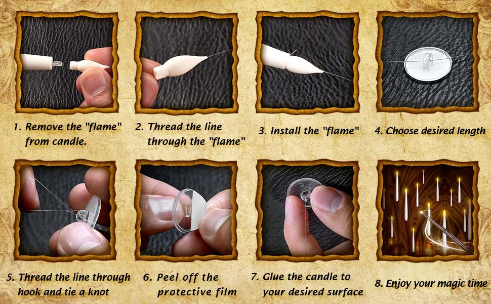 Floating Candles with Wand, Hanging Magic Candle, Flashing Warm Light