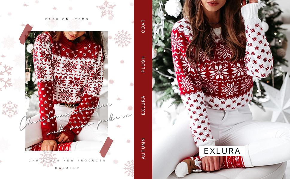 Exlura Unisex Patterns Reindeer Ugly Christmas Sweater Pullover Cardigan