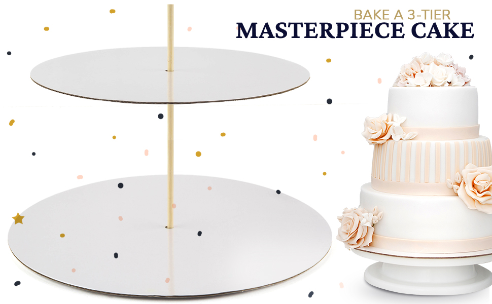 8 Sets Cake Tier Stacking Kit Layered Cake Separator Plates Cake Support Rods Layered Cake Supplies, Size: 10.24 x 8.66 x 2.36, White