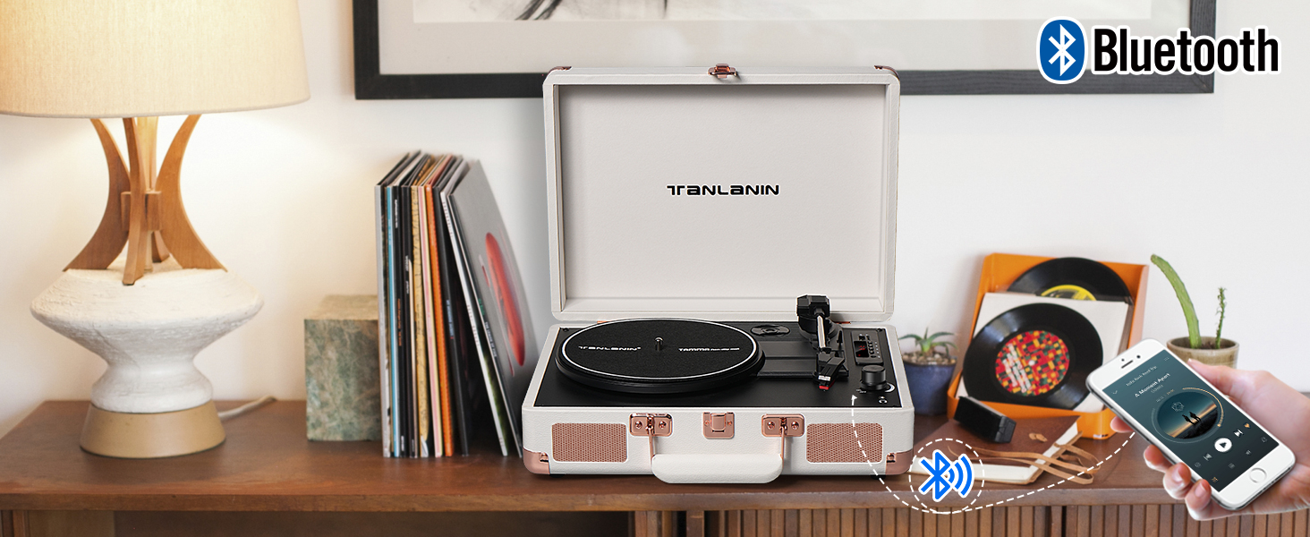 Vinyl Record Player Bluetooth Vintage 3Speed Portable