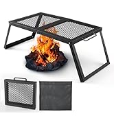 Odoland Campfire Grill, Heavy Duty Folding Camping Grill, Over Camp Fire Pit Grill Rack with Stor...