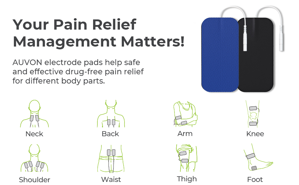 AUVON TENS Unit Pads 2"X4" 10 Pcs, 3rd Gen LatexFree