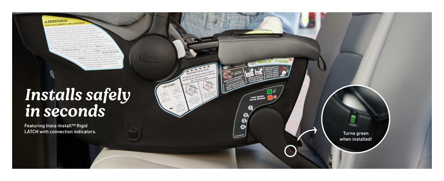 Graco GoMax Travel System - Asiento de coche para bebé, fácil de instalar, sin necesidad de base, simple viaje sobre la marcha