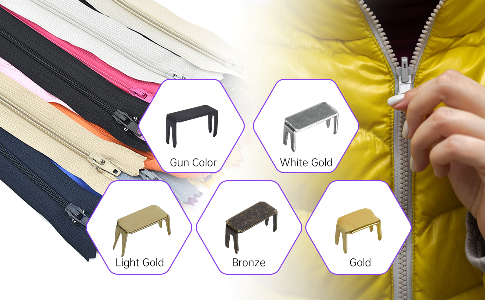 Qimoo 20 Pcs Zipper Stoppers, 8 Top & Bottom Zipper Stops