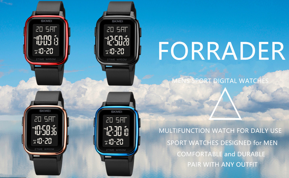 Forrader Mens Sport Digital Watches, Waterproof Outdoor Sport Watch