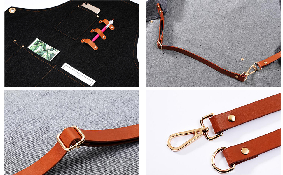 Amazon.co.jp: [osseoca] デニムエプロン メンズ 革の肩ひも