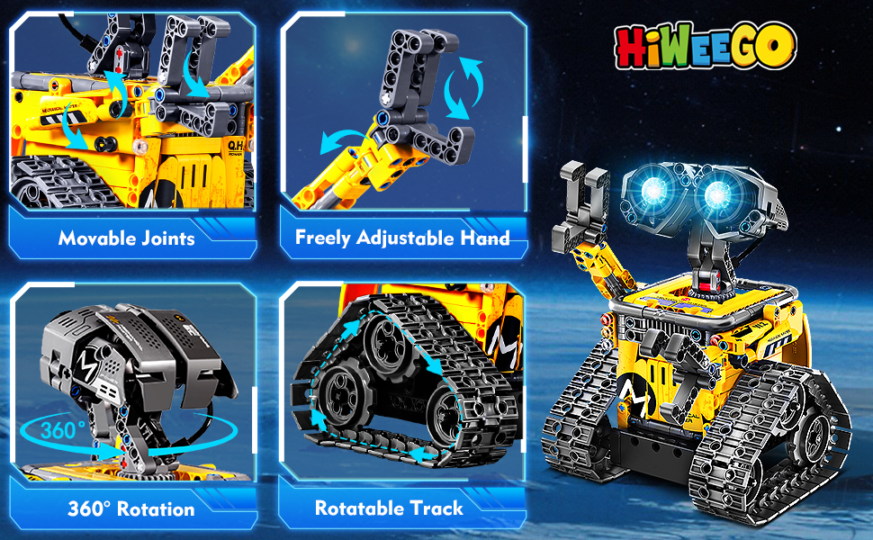 Text reads 'Little Co'. Educational toy robot product line display showing different models including 'Mountain Scout', 'Family Adventure Hour', and 'Snowplow Truck'.