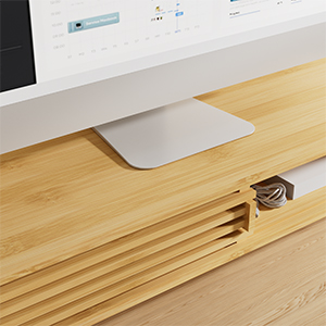 laptop computer monitor screen stand riser drawer storage desk accessories organizer bamboo wood