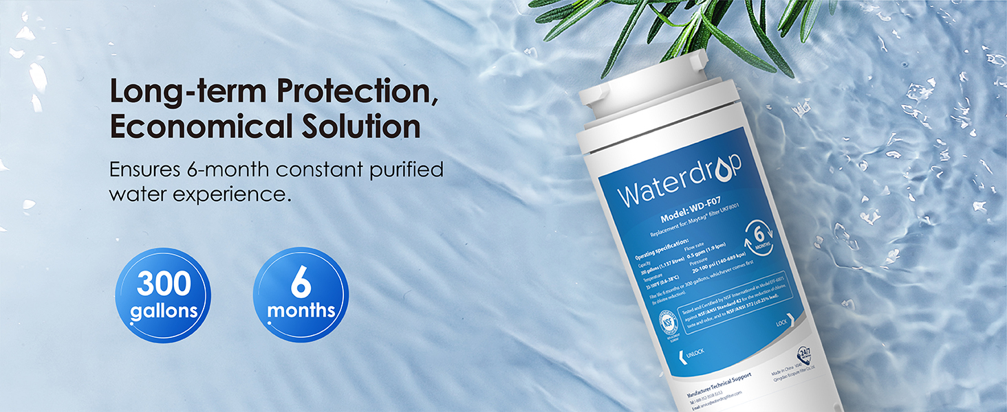 Waterdrop UKF8001 Refrigerator Water Filter 4, Compatible