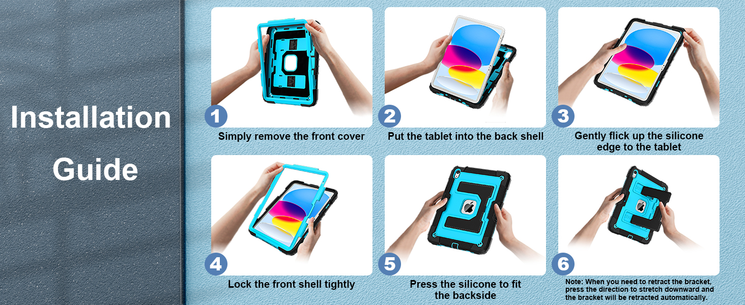 WESOROL for iPad 10th generation case is made from shockproof hard PC & soft silicone 