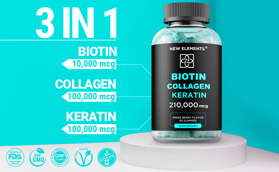 Biotin Gummies with Keratin & Collagen Peptides Advanced