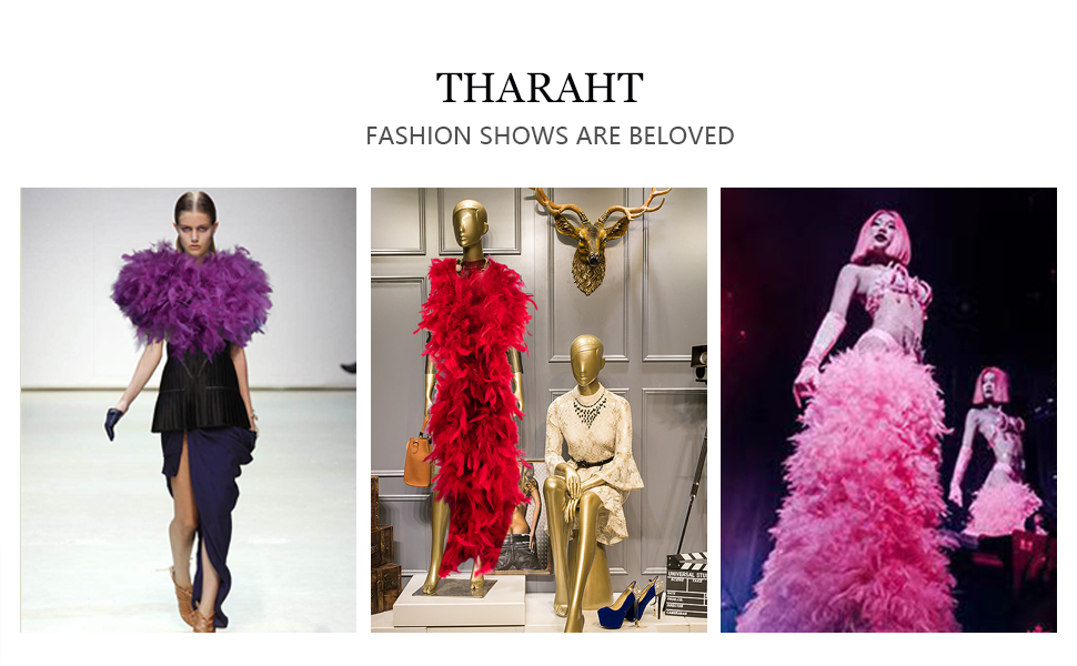 THARAHT Red Turkey Feather Boa 2 Yards 100g for DIY Craft Home Dancing