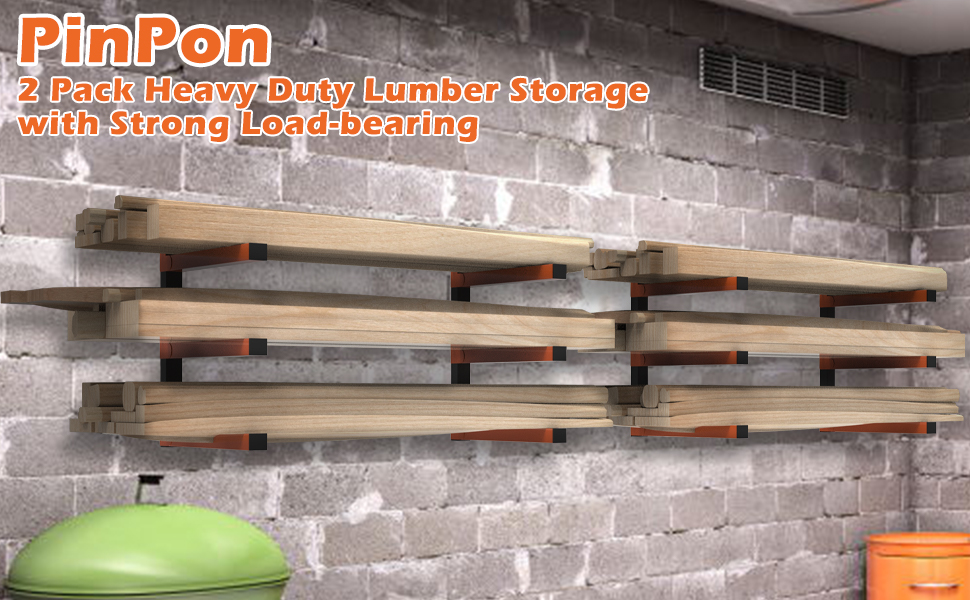 PINPON Lumber Storage Rack 4 Pack 3Level Wall Mount Wood