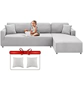 XINEAGE Sectional Couch Covers High Stretch 2 Pieces L Shape Sofa Cover with 2pcs Pillowcases Cor...